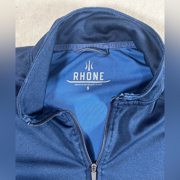 Rhone Small Performance Pullover Navy Quarter Zip 1/4 Zip Sweater Stretch Cotton - Picture 6 of 9